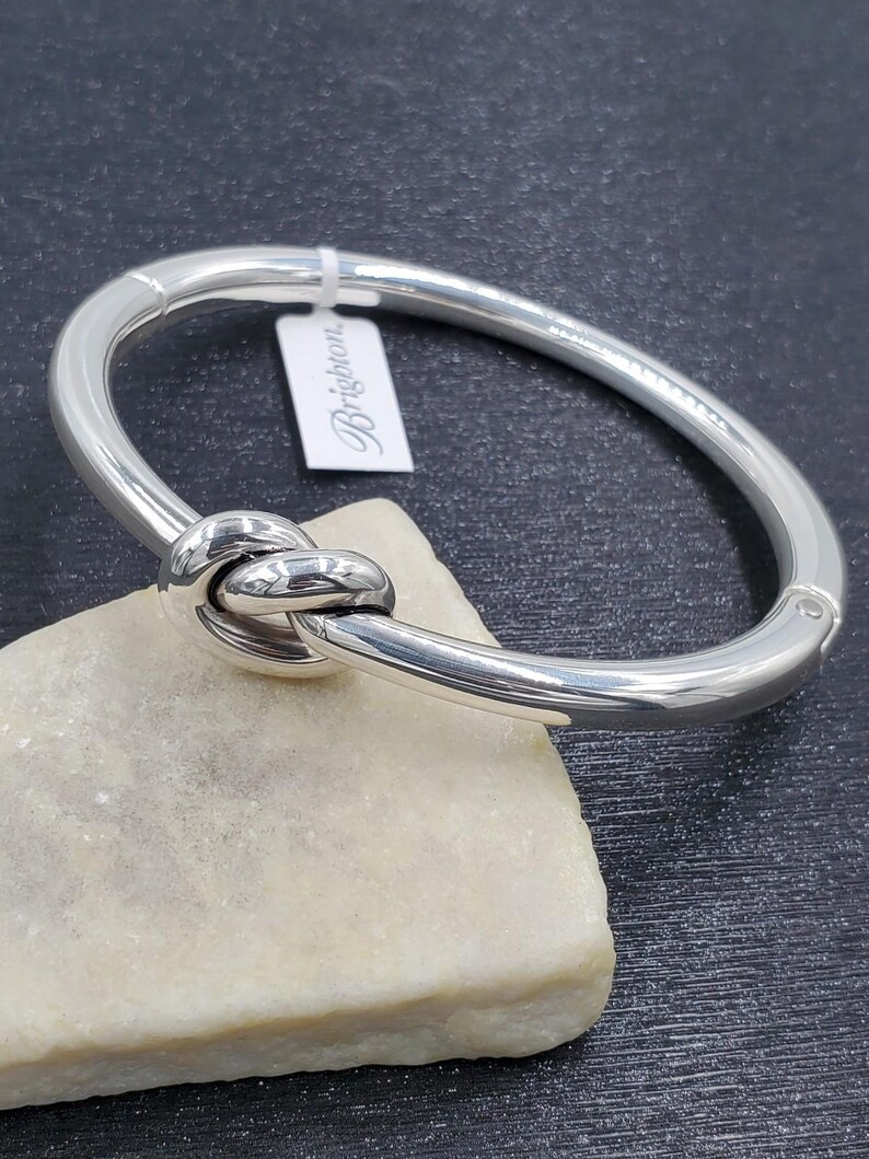 NEW Brighton Interlok Single Knot Silver Hinged Bangle Bild 2