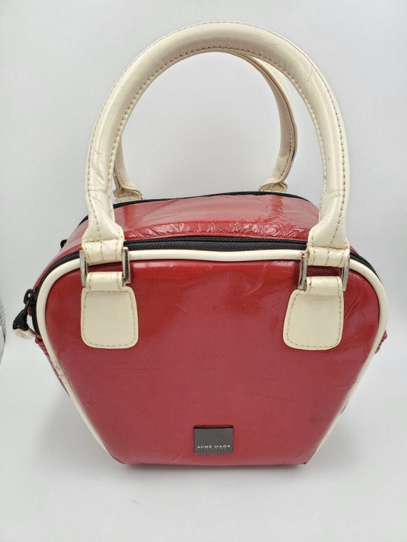 ACME Made "The Bowler" Red Vinyl Camera Bag Purse 