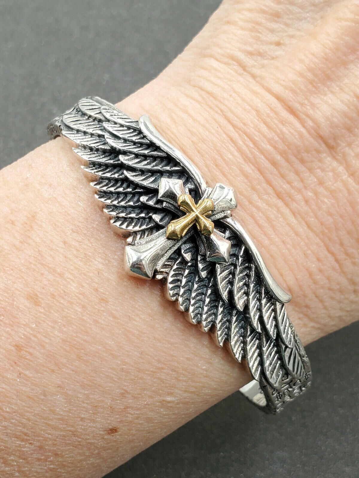 BWL Bill Wall Leather 925 Sterling Nomad Wing Cross Cuff BWL Bill Wall Leather 925 Sterling Nomad Wing Cross Cuff