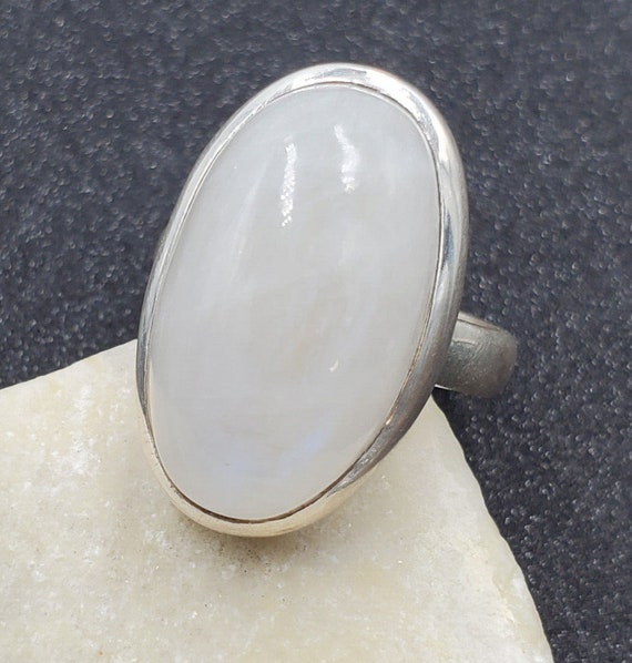 Estate Rainbow Moonstone 925 Sterling Silver Oval… - image 3
