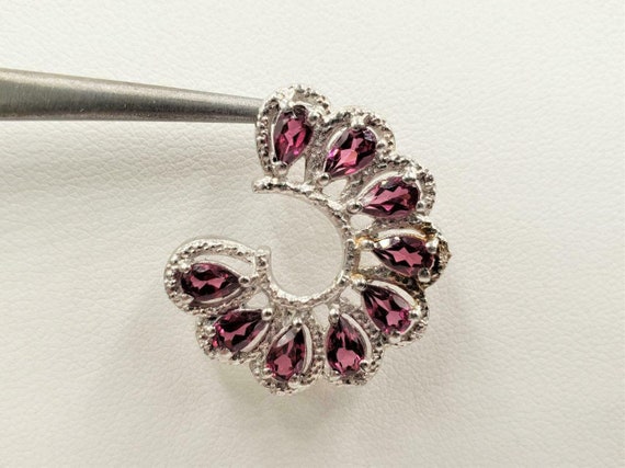 Vintage 90s Charming 925 Pearl Pyrope Garnet Puffed Heart Pendant