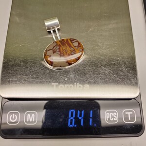 Estate Noreena Jasper Cabochon 925 Sterling Silver Southwest Slide Pendant VIDEO image 6