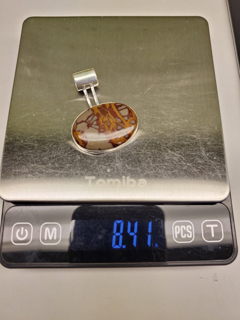 Estate Noreena Jasper Cabochon 925 Sterling Silver Southwest Slide Pendant VIDEO image 6