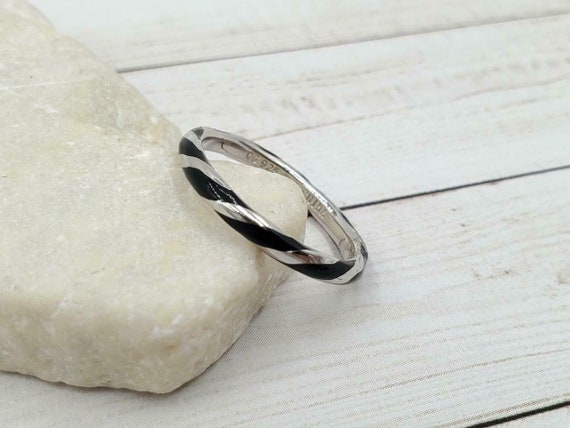 Stackable Expressions Sterling Twisted Black Enam… - image 1
