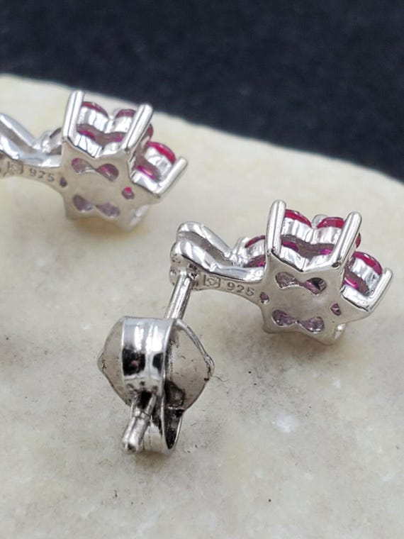 Cluster Lab Created Ruby Sterling Silver Delicate… - image 10