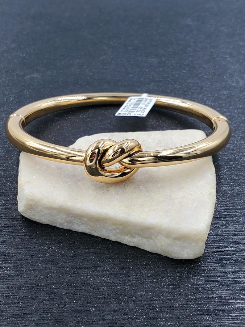 NEW Brighton Interlok Single Knot Gold Hinged Bangle image 2
