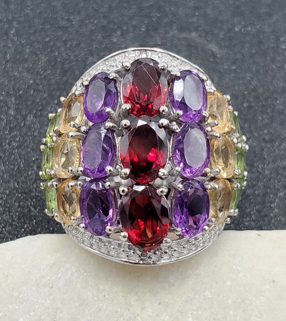 Karis STS Platinum Plated Multi Gemstone 3 Row Coc