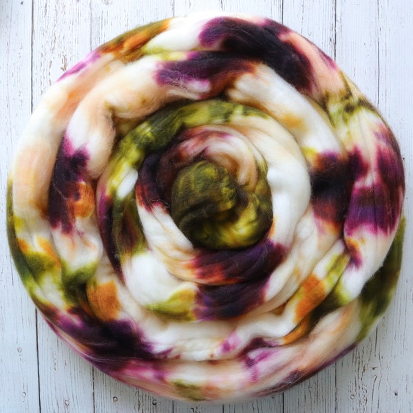 Falling Leaves - Superwash Merino Wool - Hand Dyed Wool Roving - Spinning Fiber - Felting Fiber - Combed Top