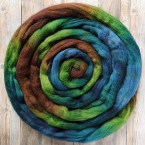 Deep Woods - OOAK - Corriedale Wool - Hand Dyed Wool Roving - Spinning Fiber - Felting Fiber - Combed Top