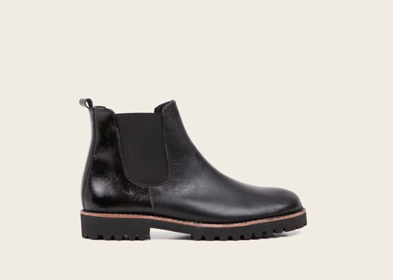 leather flat booties