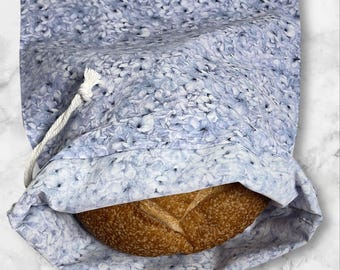 Lavender Floral Cotton Sourdough Bread Bag, Reusable Bread Storage, Eco Friendly Artisan Kitchen Gift
