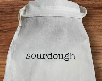 Farmhouse Linen "Sourdough" Handmade Bread Bag, Reusable Cotton Bread Bag, Sustainable Bread Storage, Fresh Bread Keeper, Baker Gift Bag