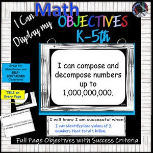 2nd Grade MATH~I Can Display My Objectives! Eucalyptus Bordr~TEKS~SUCCESS  Criter