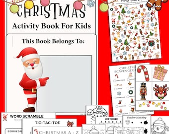 104 Printable Christmas Activities Set, Puzzles, Games, Coloring, NO PREP