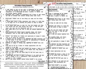Erik Erikson Theory Scenarios, Psychology Fill-in-Blank Worksheet (Instant Download)