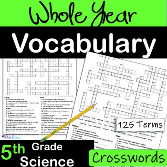 5th gr. science i whole year i cw puzzle i word bank option i ...