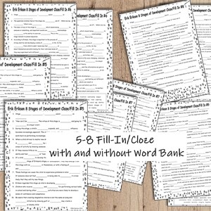 Erik Erikson Fill in Blank/cloze Study Guide~8 Stages of Development ...