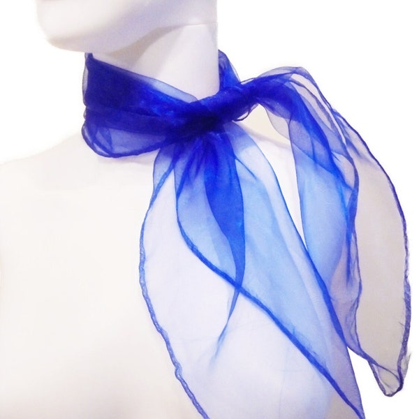 Scarf 23" x 23" Square Sheer Organza Royal Blue