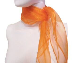 Scarf 21" x 21" Small Square Sheer Organza Orange