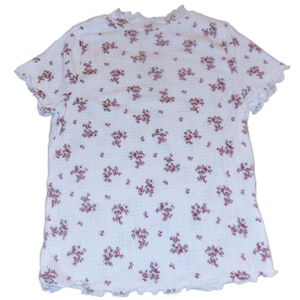 Top floral knit mock neck short sleeve turtleneck blouse t-shirt
