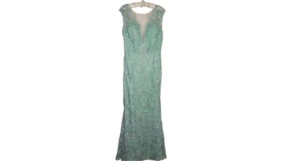 Maxi Dress Lace SMALL Mint Green Formal Gown Long - image 6