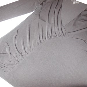 Women's Top Medium Black Jersey slim fit 3/4 sleeve deep v-neck knit blouse