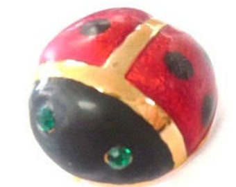 Vintage Brooch Ladybug Pin Red Black Jewelry