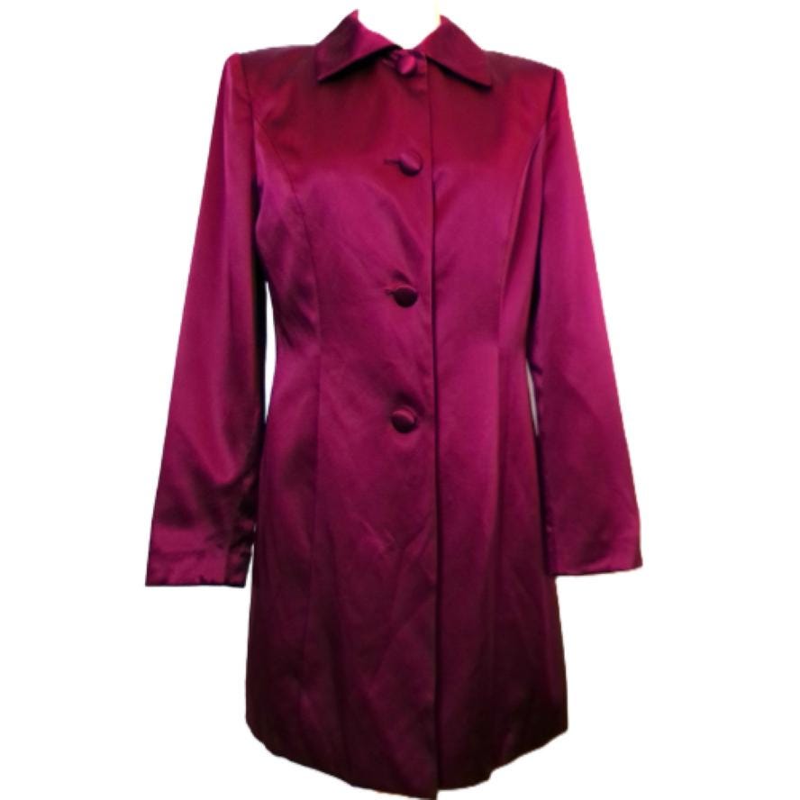 Vintage Talbots Pure Silk Coat Jacket Size Burgundy Magenta - Main Image