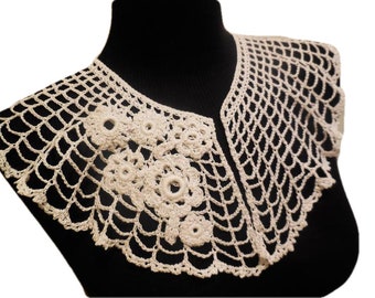 Crochet Collar White Handmade Decorative Collar Lace Floral