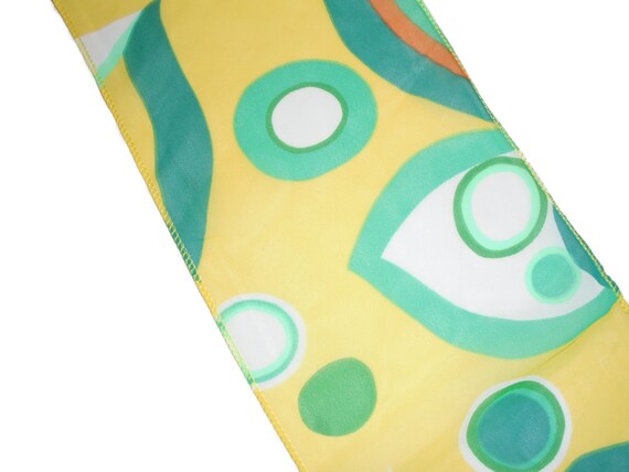 Scarf Psychodelic Head Wrap Chiffon Yellow Green … - image 3