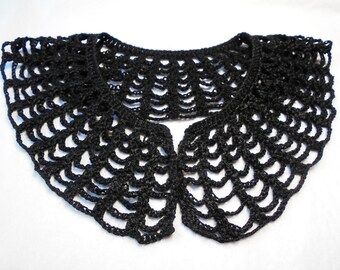 Crochet Collar *CHILD SIZE* Black Detouchable Handmade Victorian Gothic Goth Style