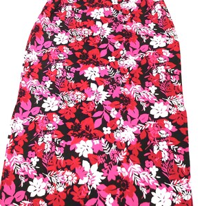 Vintage Long Pencil Skirt MEDIUM Red-Pink Floral Print summer skirts