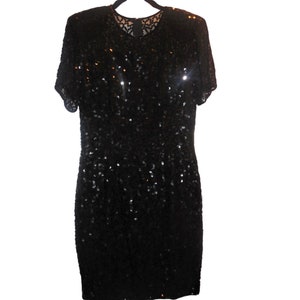 1980s Vintage Dress Silk Sequins Special Occasion holiday party
