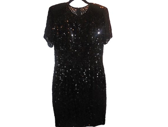 1980s Vintage Dress Silk Sequins Special Occasion