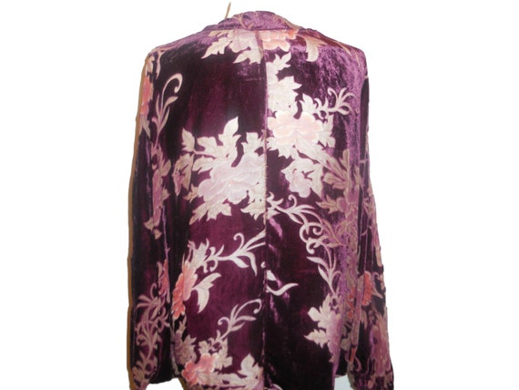 Vintage Velvet Kimono Jacket Cardigan Floral - image 4