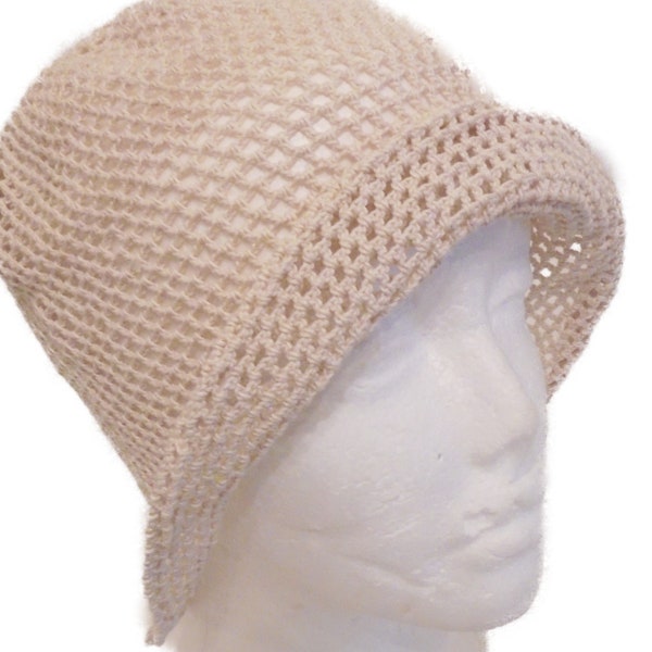 Flappers Hat Crochet Handmade Ivory Color Sunhat