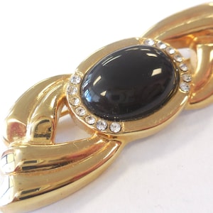 Vintage Brooch Pin Black Golden Tone