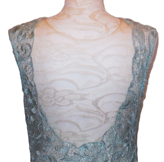 Maxi Dress Lace SMALL Mint Green Formal Gown Long - image 3