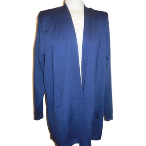 Cardigan Sweater Knit Top long sleeve pockets Blue LARGE (12-14)