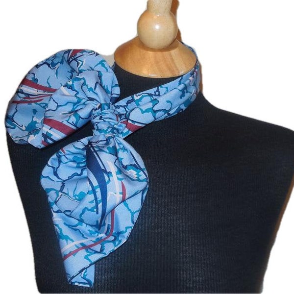 1960s Scarf Vintage Long Print Blue Colors Scarflette