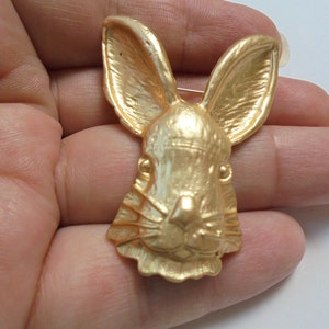 Vintage Brooch Bunny Rabbit&#39;s Head golden tone metal