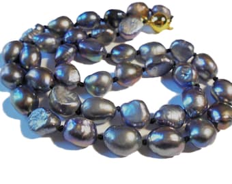 Genuine Gray Pearl Necklace 18" Beaded Jewerly