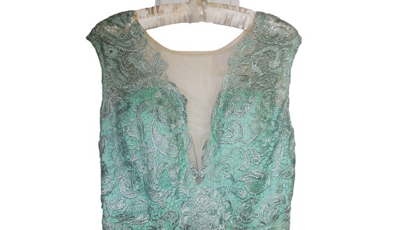 Maxi Dress Lace SMALL Mint Green Formal Gown Long - image 4