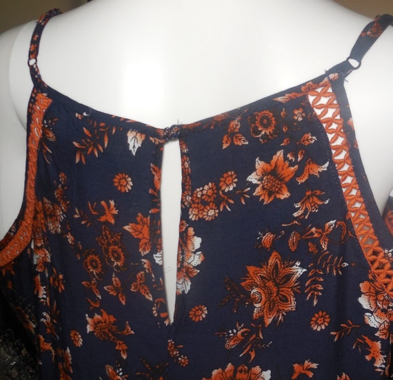 Dress Floral A-line boho tunic navy blue - image 4