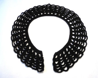 Crochet Collar *CHILD SIZE* Black Detouchable Handmade Victorian Gothic Goth Style