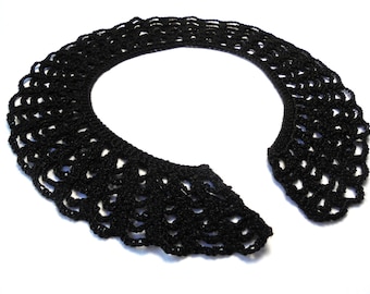 Crochet Collar *CHILD SIZE* Black Detouchable Handmade Victorian Gothic Goth Style