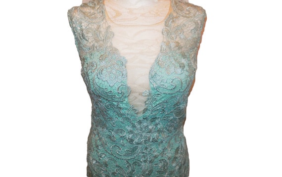 Maxi Dress Lace SMALL Mint Green Formal Gown Long - image 2