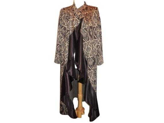 Duster Coat Cardigan Beige Brown Knit