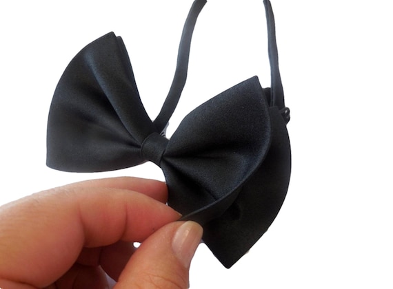Bow Tie Black Satin Formal Wear Men's Fashion Acc… - image 1