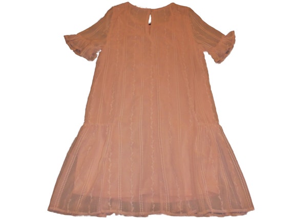Dress Chiffon Peach Short Sleeve Romantic Feminin… - image 1
